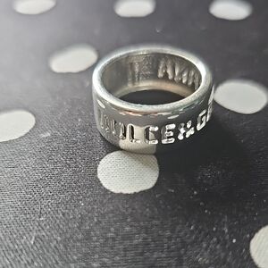 Dolce And Gabbana Sterling Silver Band Ring with Raised Lettering